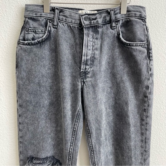 FREE PEOPLE Bottlerocket Grey Maggie Mid Rise Distressed Edgy Straight Leg Jeans - Picture 4 of 13
